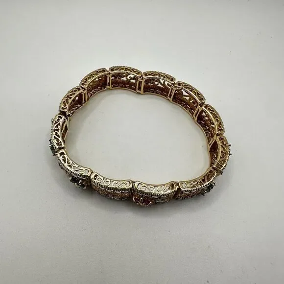 7.25" AMAZING 14k over 925, ruby, sapphire, emerald and diamond bracelet! - Picture 10 of 10